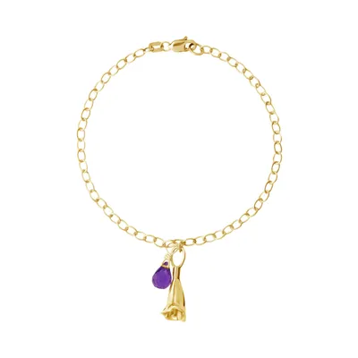 Pulsera Jacaranda Baño De Oro Con Amatista