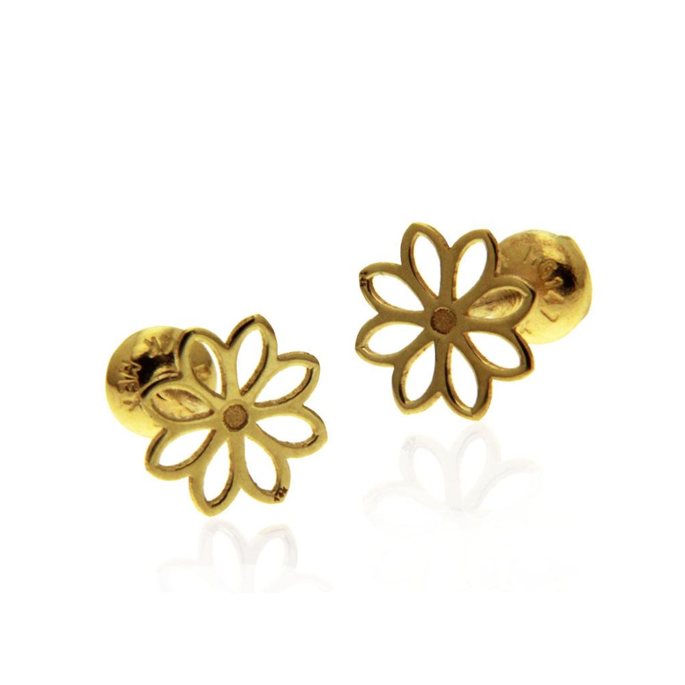 Broqueles Flor Margarita Oro 14K