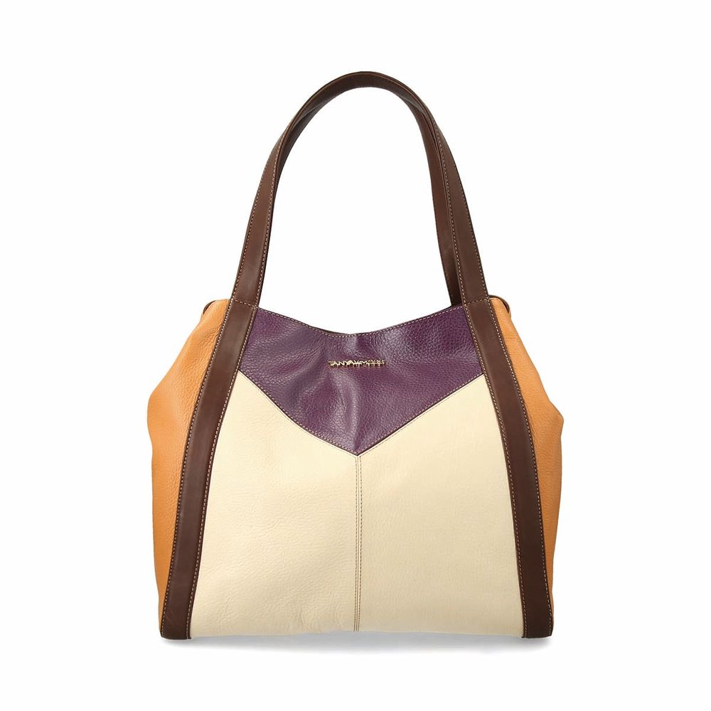 Bolso Tote Bag cuero mostaza