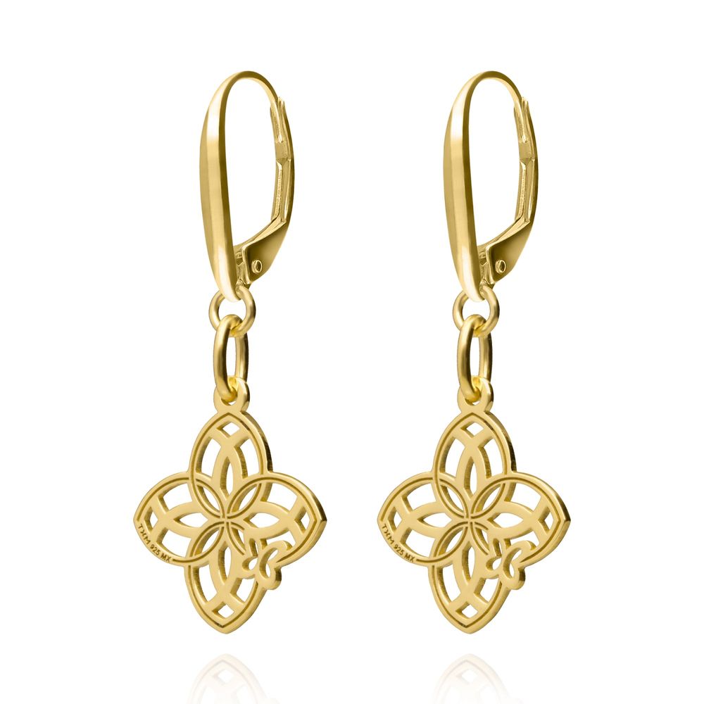 Aretes Joy Flor Petalos Ba–o Oro