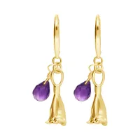 Aretes Jacaranda Baño De Oro Con Amatista