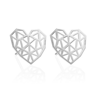 Broqueles Corazón Geometría de Plata Anamora por Tanya Moss