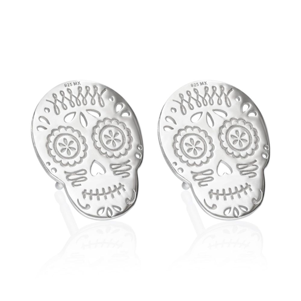 Broqueles Calaverita de Azúcar de Plata Anamora por Tanya Moss