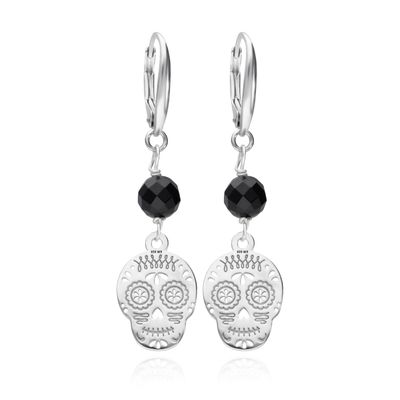 Aretes Calaverita de Azúcar de Plata y Ónix Anamora por Tanya Moss