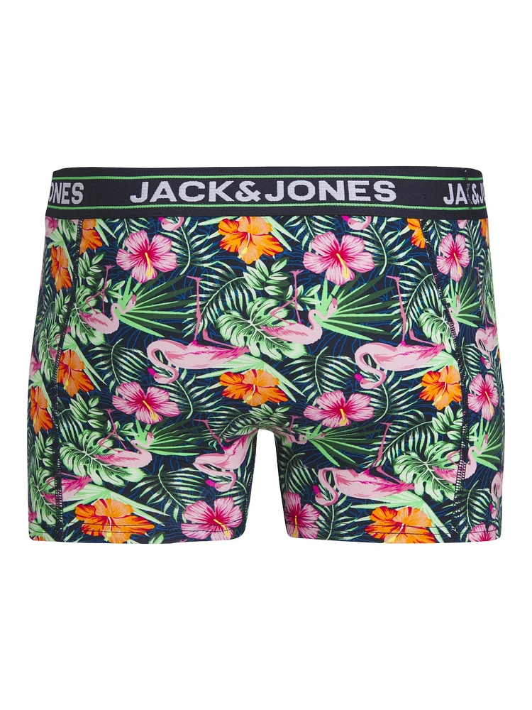 Pink Flamingo short boxer: Green Flower