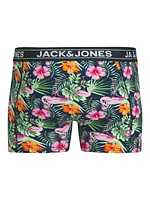 Pink Flamingo short boxer: Green Flower