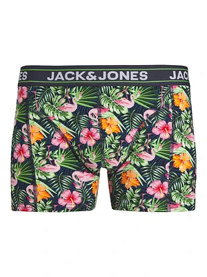 Pink Flamingo short boxer: Green Flower