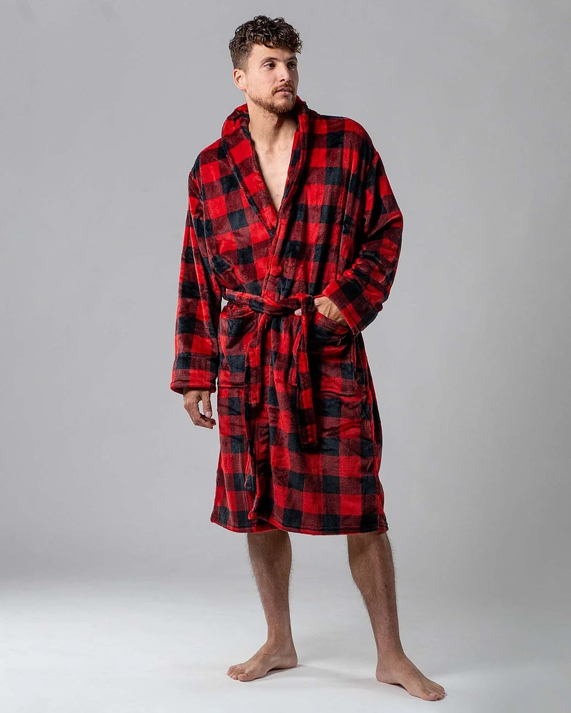 Wanted red check robe without hood