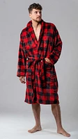 Wanted red check robe without hood