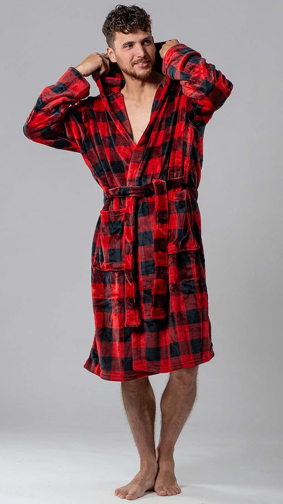 Wanted - Dressing Gown : Red Checks and Hood