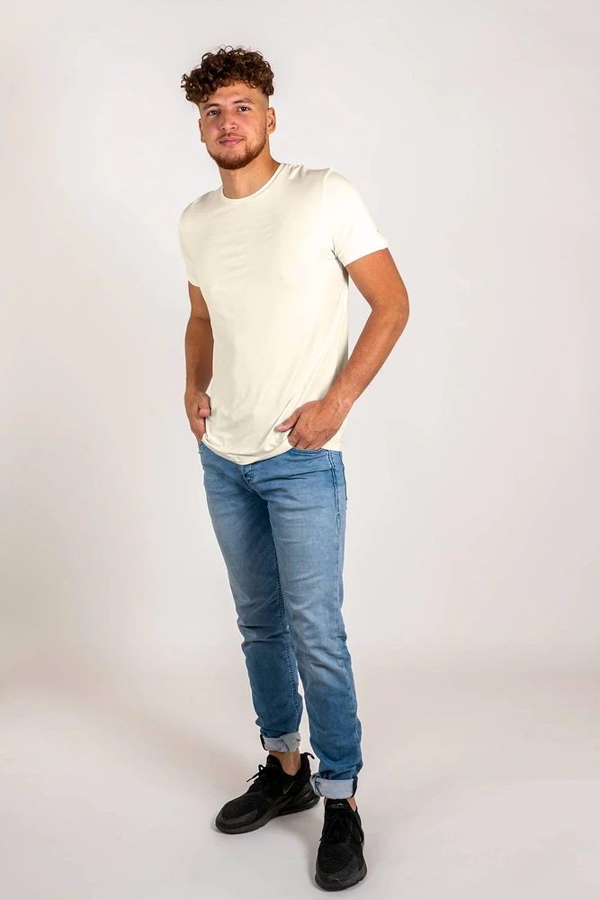 T-shirt Nu blanc crème en bambou