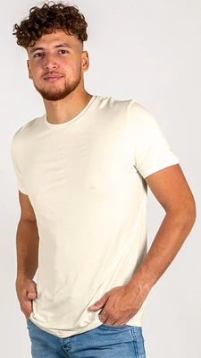 T-shirt Nu blanc crème en bambou