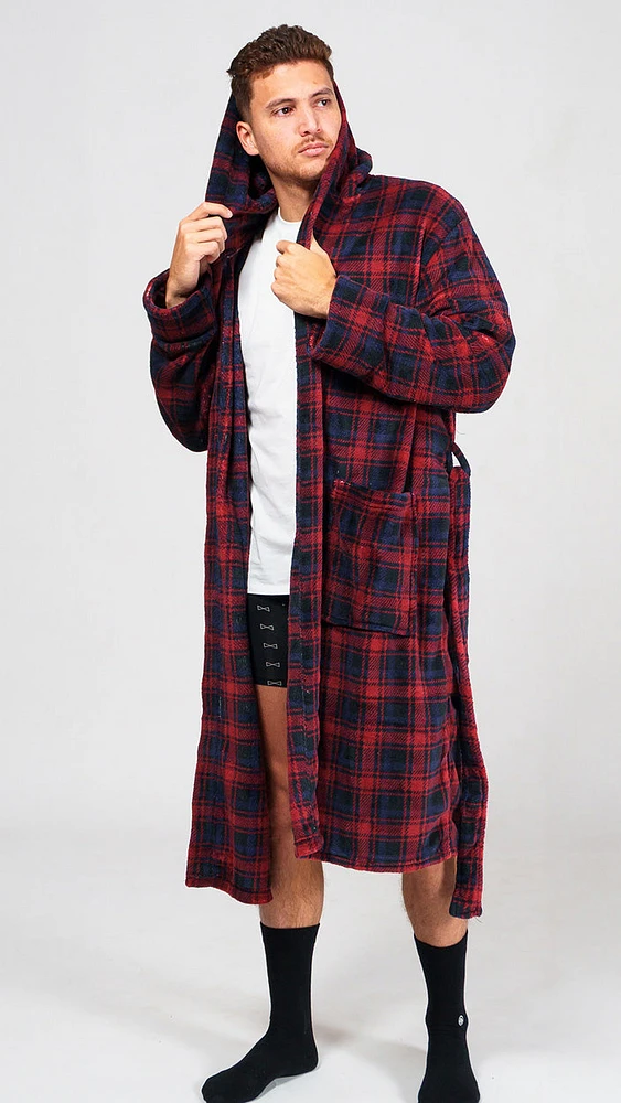 Hooded dressing gown Wanted plaid red