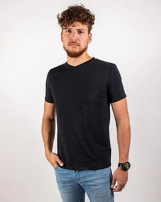 T-shirt Nu Pima Col en V coton noir