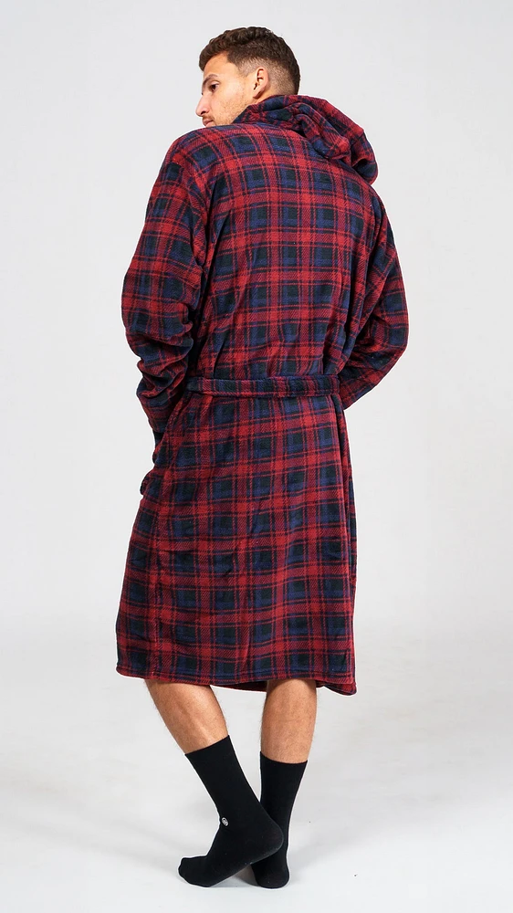 Hooded dressing gown Wanted plaid red