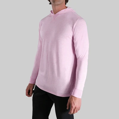Luxury Heathered Light Pink Long Sleeve Hooded Sweatshirt