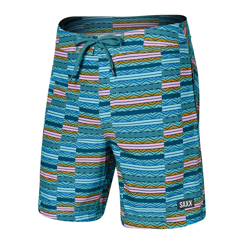 Maillot de bain Saxx Betawave 2N1 Boardie 7" ASHER STRIPE- SEA FOAM