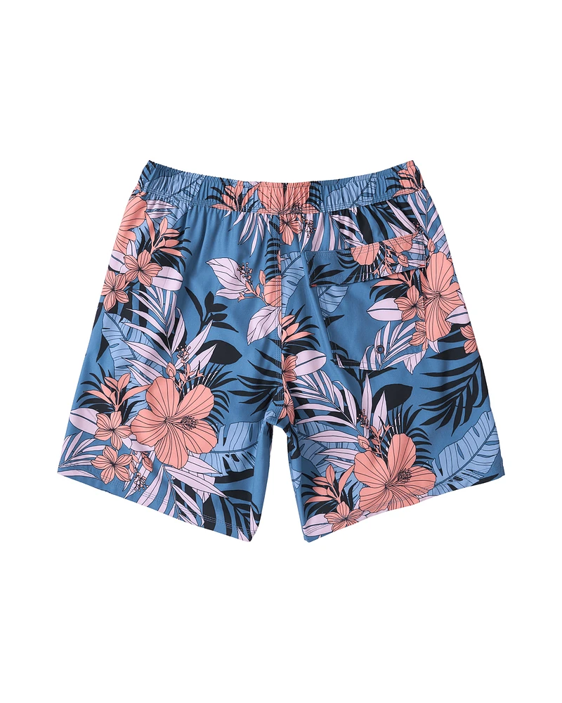 Maillot de bain Oh Buoy 2in1 VOLLEY 7" JUNGLE D'HIBISCUS-BLEU