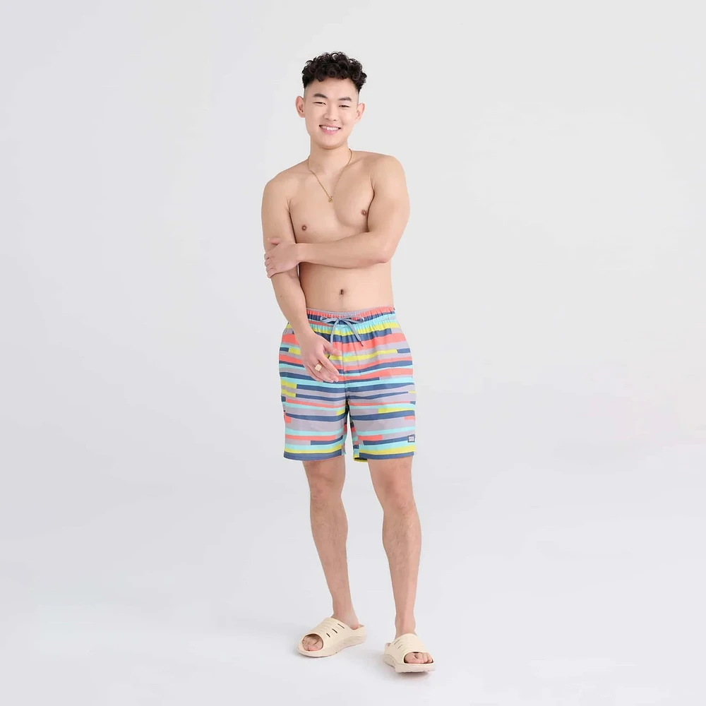 Maillot de bain Saxx Oh Buoy 2in1 VOLLEY 7" Improv Stripe-Alloy Multi