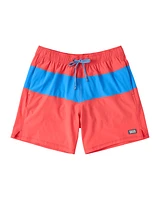 Maillot DE bain Saxx Oh Buoy STRETCH VOLLEY 7"  ROUGE CORAIL/BLEU COURSE