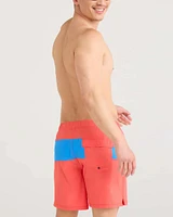 Maillot DE bain Saxx Oh Buoy STRETCH VOLLEY 7"  ROUGE CORAIL/BLEU COURSE