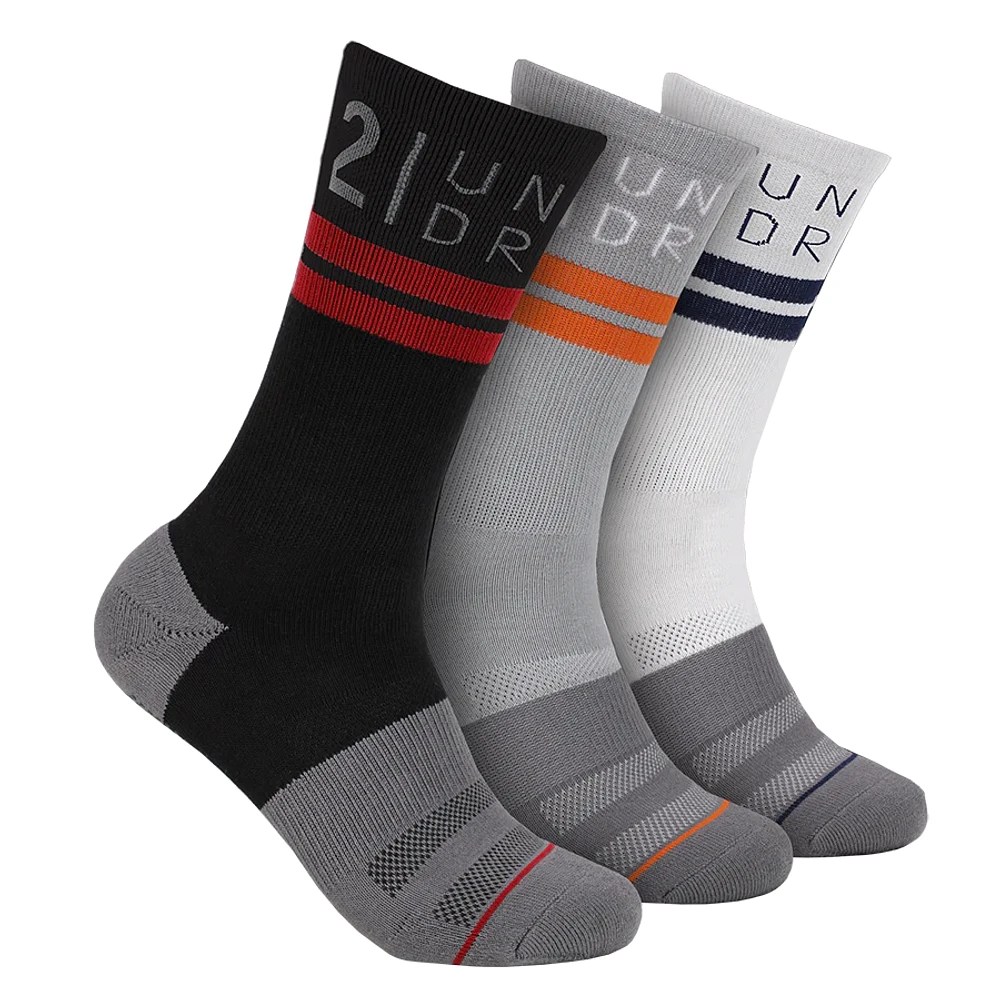 SPORT CREW SOCK 3 PACK -Black Grey White