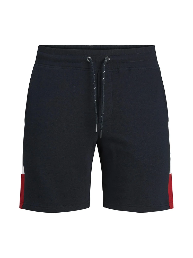Short de coton ouaté Jack & Jones logo blocking navy blazer