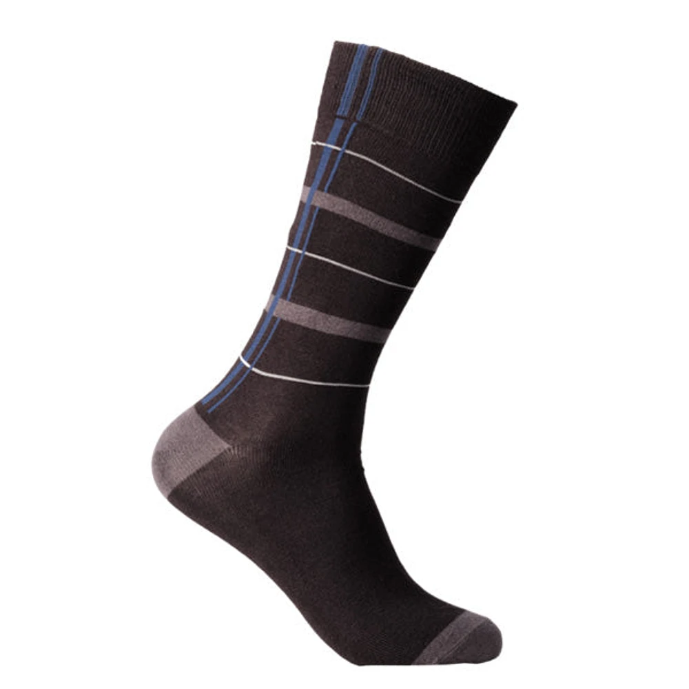 Nu - Bamboo Crew Sock : Black Double Line 