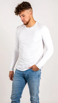 Chandail manches longues en bambou blanc