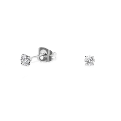 Boucles oreilles cz rond 3 mm acier inox