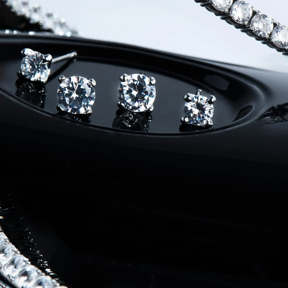 Stainless 4 mm round cz stud earrings