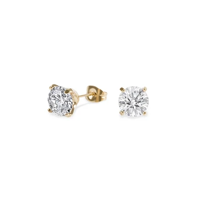 Boucles oreilles cz rond 8 mm acier inox