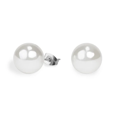 Boucles oreilles perle 12 mm acier inox