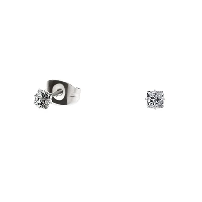 Stainless 4 mm square cz stud earrings