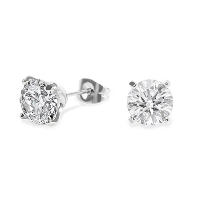 Stainless 8mm round cz stud earrings