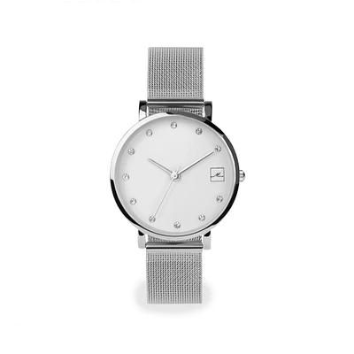 Petite montre pierres acier inox