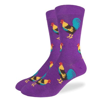 Men's Purple Roosters Crew Socks