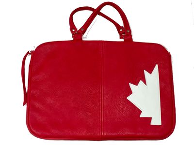Red Canadian Deerskin Laptop/Tablet Bag