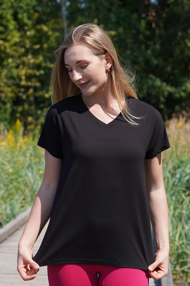 LOLA BAMBOO V-NECK TEE-(Final Sale)