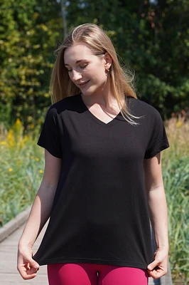 LOLA BAMBOO V-NECK TEE-(Final Sale)