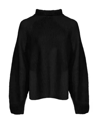 Cotton Wool Blend Funnel Neck Pullover