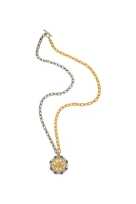 Two Tone Sun King Medal Necklace
