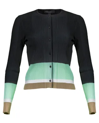 Ribbed Knit Non Wool Colorblock Cardigan