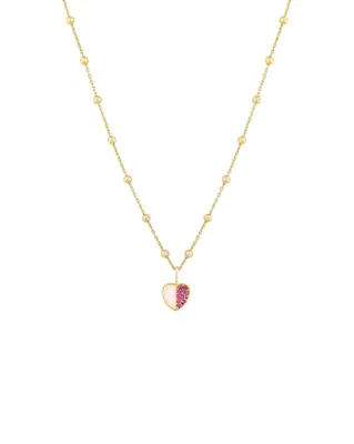 Half & Half Stone Heart Charm Necklace