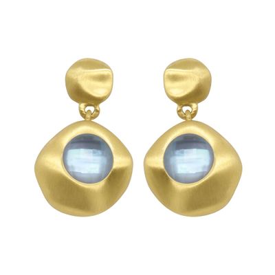 Mar Gemstone Mini Drop Earrings Blue Topaz