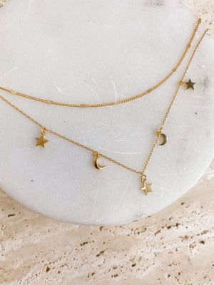 Star & Moon Layer Necklace