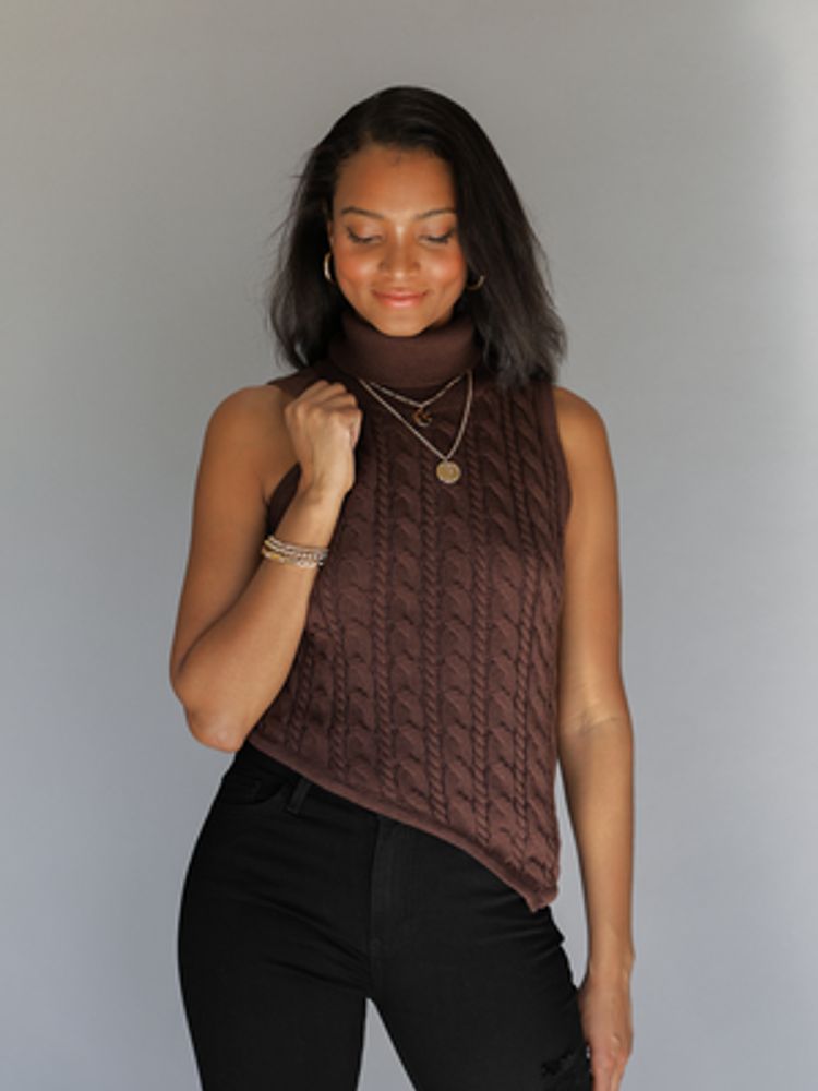 Chocolate Knit Asymmetric Sweater