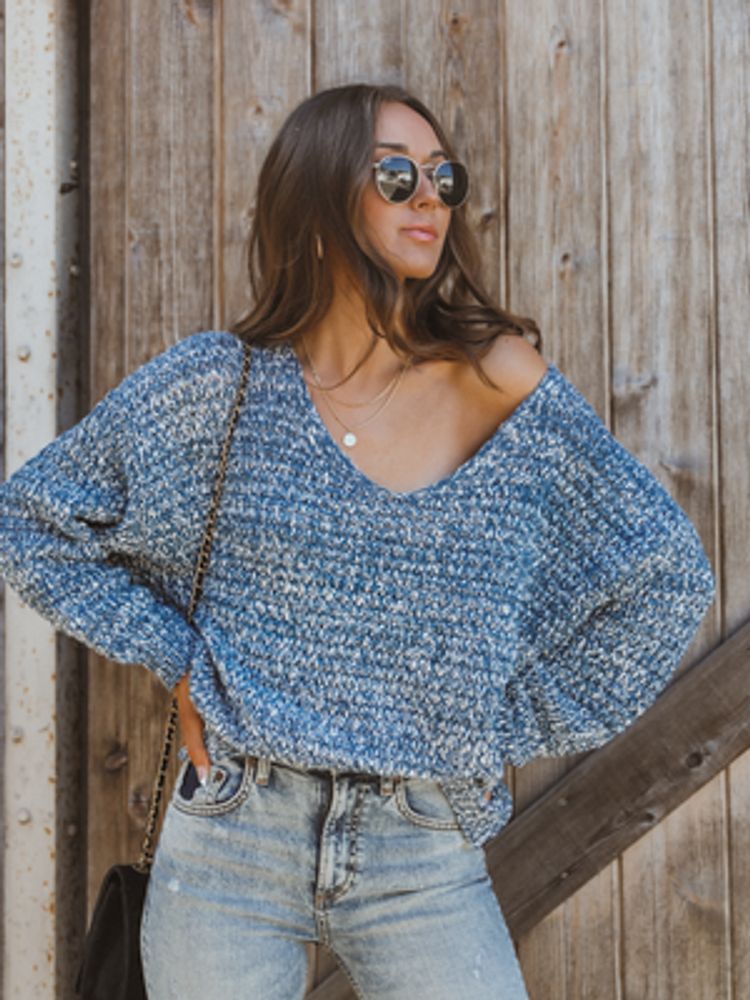 Mixed Feelings Knit Sweater Indigo