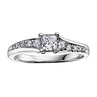 14k White Gold Princess Cut Canadian Diamond Ring