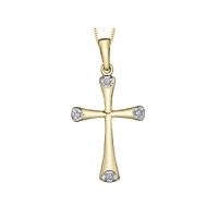 10k Yellow Gold & Diamond Cross Necklace